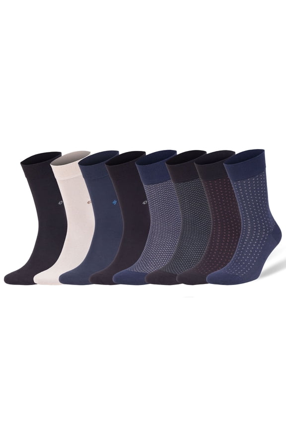 Mens Bamboo Rayon Dress Socks 8 Pairs Breathable & Soft Crew Socks for Office & Formal Wear