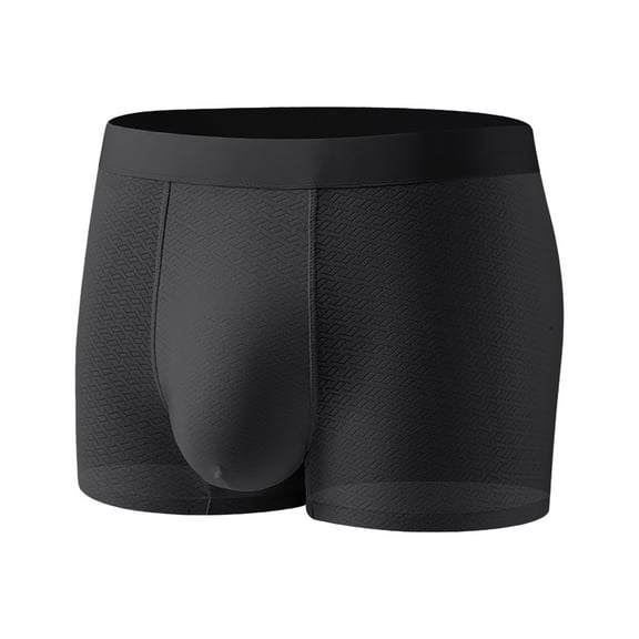 Men's Bamboo Viscose Boxer Briefs Pack No Open Fly Trunks Underwear(Color:Black,Size:L)