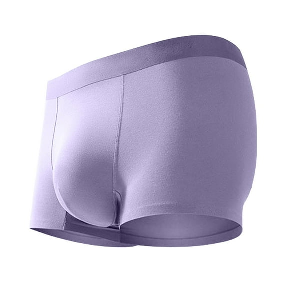 Men's Bamboo Viscose Boxer Briefs Pack No Open Fly Trunks Underwear(Color:Purple,Size:XL)