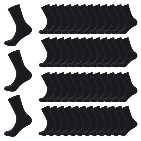 Men's Bamboo Viscose Dress Socks - Soft, Breathable, Moisture-Wicking - 48 Pairs Bulk Pack