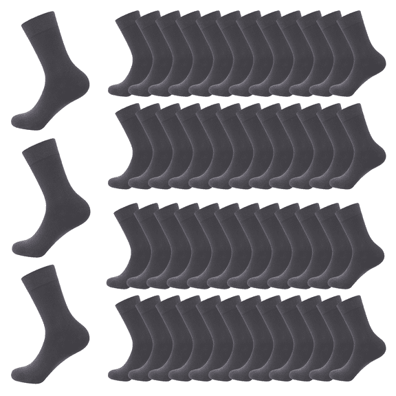 Men's Bamboo Viscose Dress Socks - Soft, Breathable, Moisture-Wicking - 48 Pairs Bulk Pack
