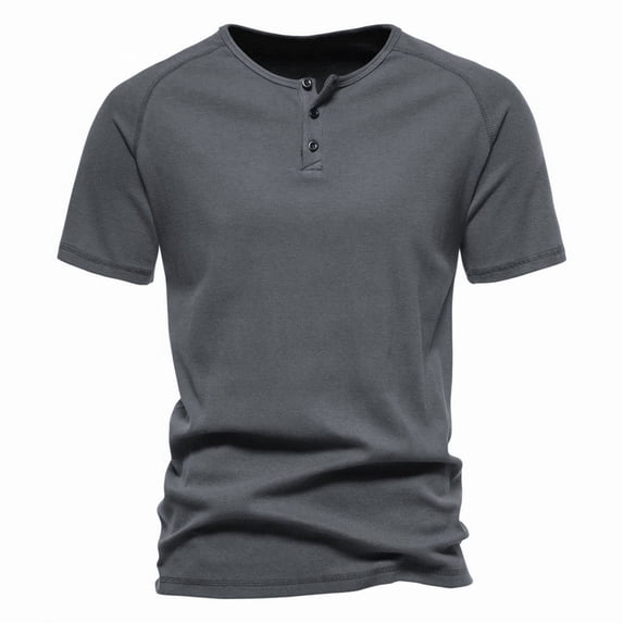 Men's Bamboo Viscose Henley Double Yarn Soft Premium Basic Casual Button Cotton T-Shirt