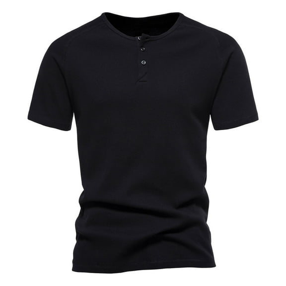 Men's Bamboo Viscose Henley Double Yarn Soft Premium Basic Casual Button Cotton T-Shirt