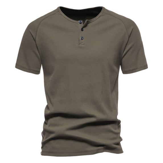 Men's Bamboo Viscose Henley Double Yarn Soft Premium Basic Casual Button Cotton T-Shirt