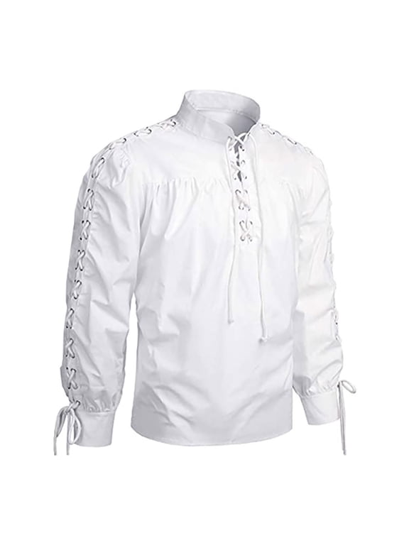 Men's Bandage Long Sleeve Gothic Tennis Shirt Tunic Cosplay Top