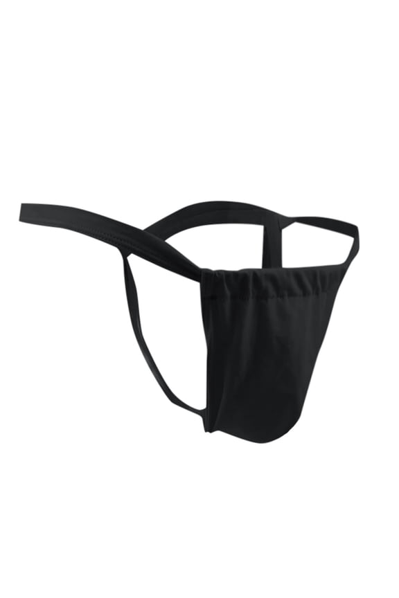 Men's Bandage Thong Low Waist Transparent T Pants Breathable Mesh Underwear, Black