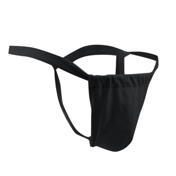 Men's Bandage Thong Low Waist Transparent T Pants Breathable Mesh Underwear, Black