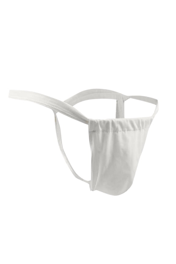 Men's Bandage Thong Low Waist Transparent T Pants Breathable Mesh Underwear, White