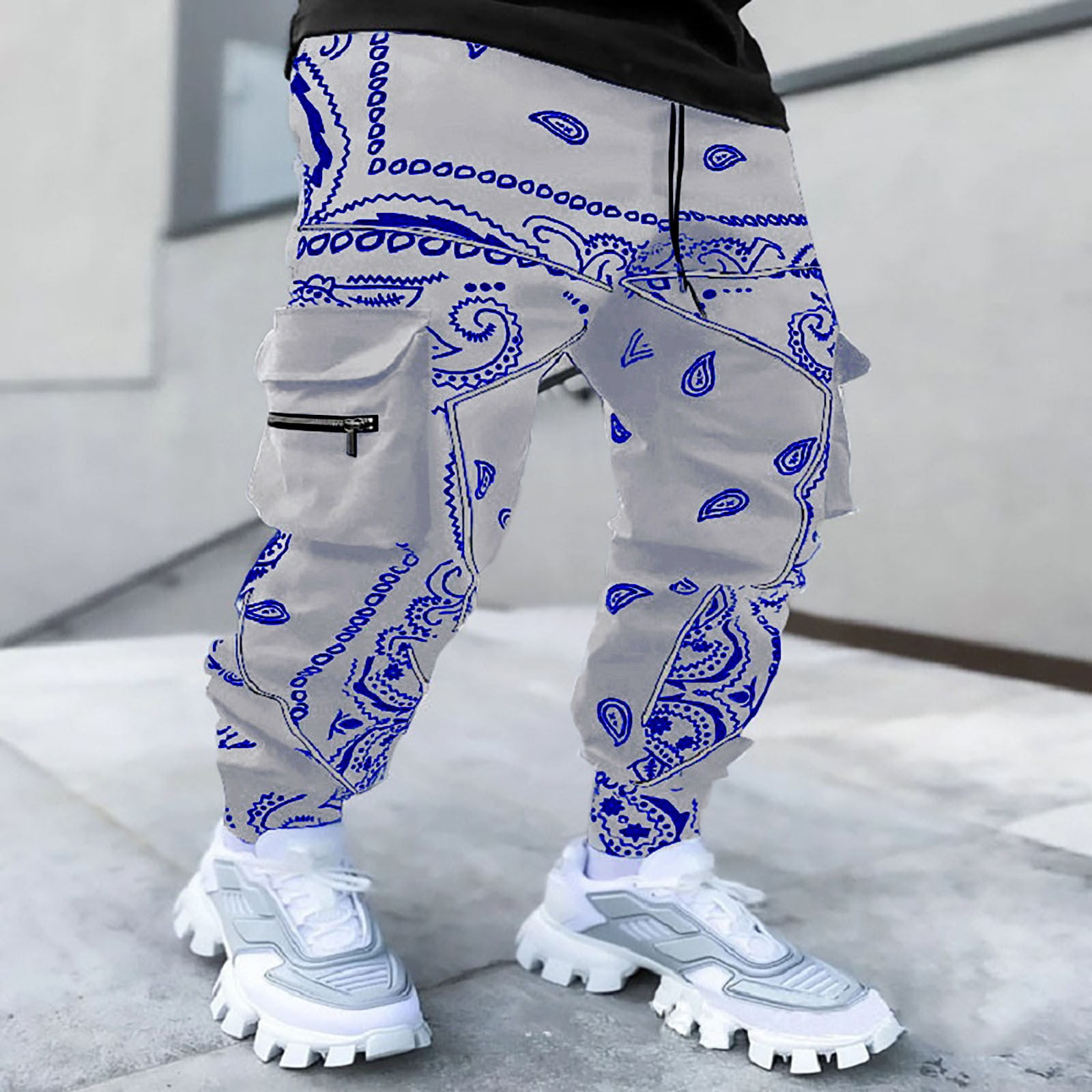 American Oversize Stripes Sweatpants Men Spring/Summer Waffle Loose High  Street Trousers Drawstring Strap Wide Leg Casual Pants