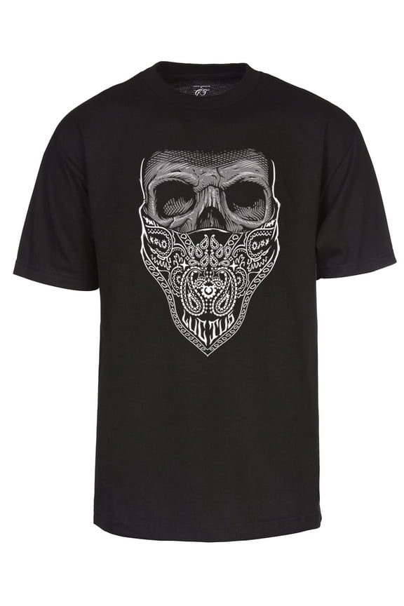 Men's Bandana Skull T-Shirt Short Sleeve Graphic Shirt, Black 2XL
