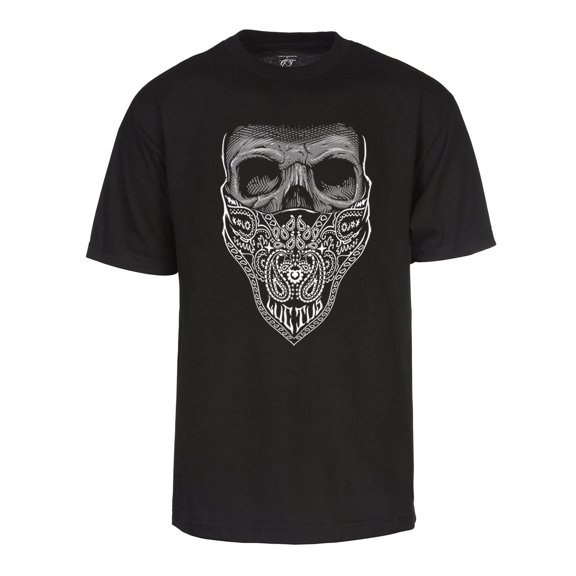 Men's Bandana Skull T-Shirt Short Sleeve Graphic Shirt, Black 2XL