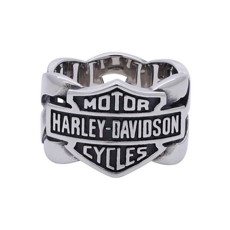 【Harley Davidson】Stainless Steel Chain Bar & Shield Ring Men's Bar & Shield Stainless Steel Chain H-D Ring HSR0029