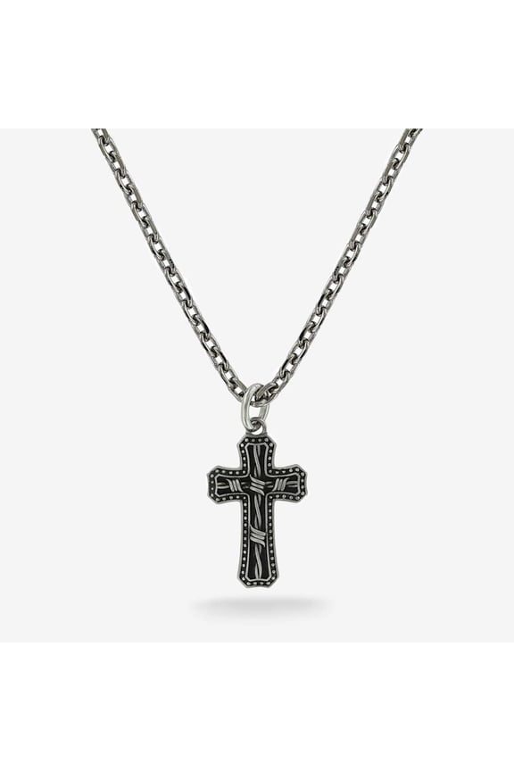 Men's Barbed Wire Cross Necklace - Nc3848