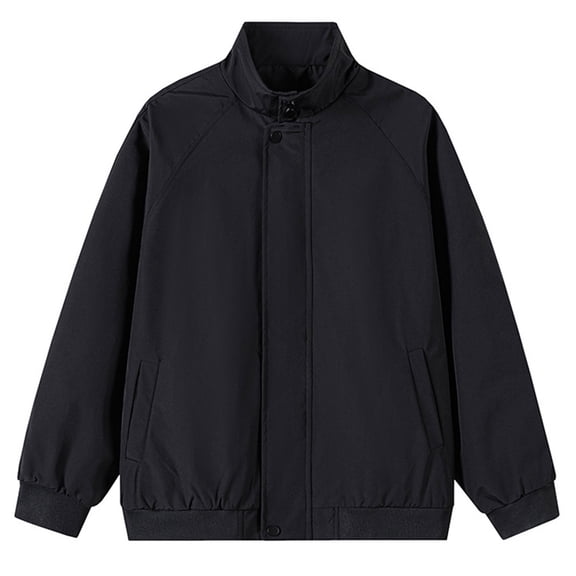 Men's Barn Jacket, Stand Collar Bomber Jacket Men's Work Coat (Black XXXL)