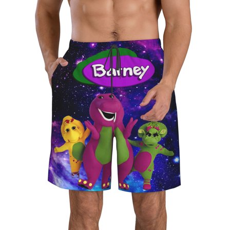 Men's Barney And Friends Swim Trunks Quick Dry Bathing Suits Holiday Beach Short Casual Board Shorts