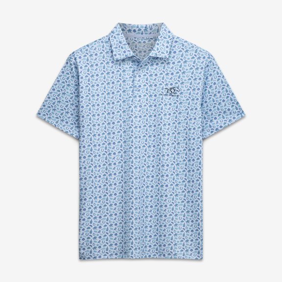 Men's Barstool Golf Light Blue 152nd-Kentucky Derby Icon Printed Polo