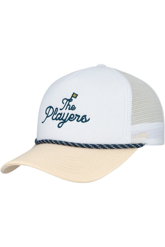Men's-Barstool Golf White/Tan THE PLAYERS Nailhead Canvas Rope Adjustable Hat