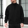 thumbnail image 1 of Men's Baseball Bomber Jacket Long Sleeve Zipper Stand Collar Sports Outdoor Fashion Jackets Coat with Pockets (4XL, Black), 1 of 6