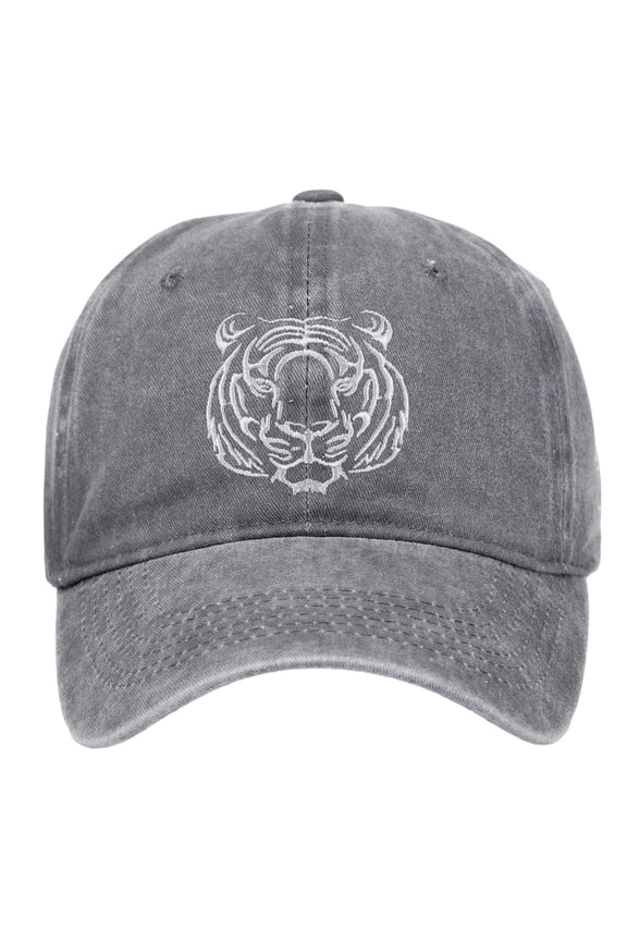 Men’s Baseball Cap Tiger Head Embroidered Pattern Vintage Washed Cap Adjustable Outdoor Sports Caps