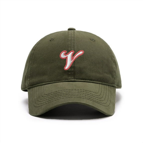 Men's Baseball Caps Embroidered Baseball-Letter V Washed Cotton Vintage Dad Caps
