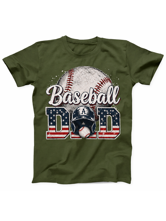 Men’s Baseball Dad T-Shirt Cool Graphic Tee Gift for Father’s Day 2026, Gift Shirt Keepsake Style 1