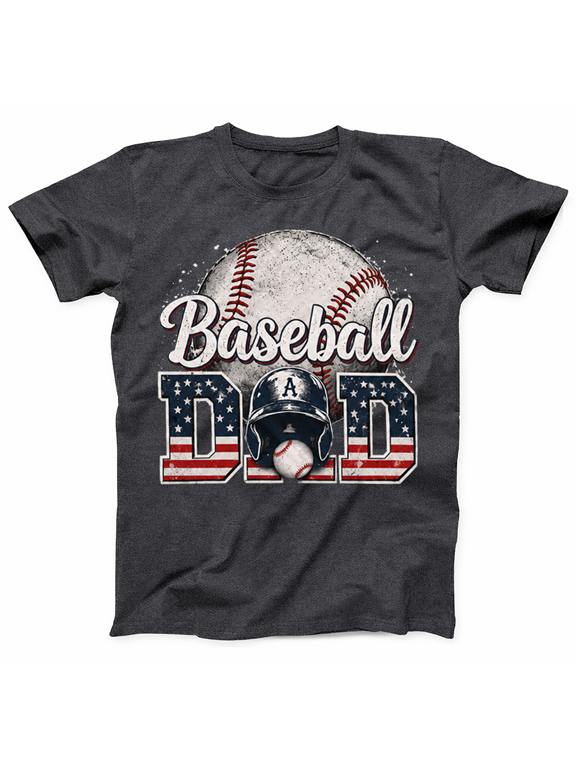 Men’s Baseball Dad T-Shirt Cool Graphic Tee Gift for Father’s Day 2026, Gift Shirt Keepsake Style 1
