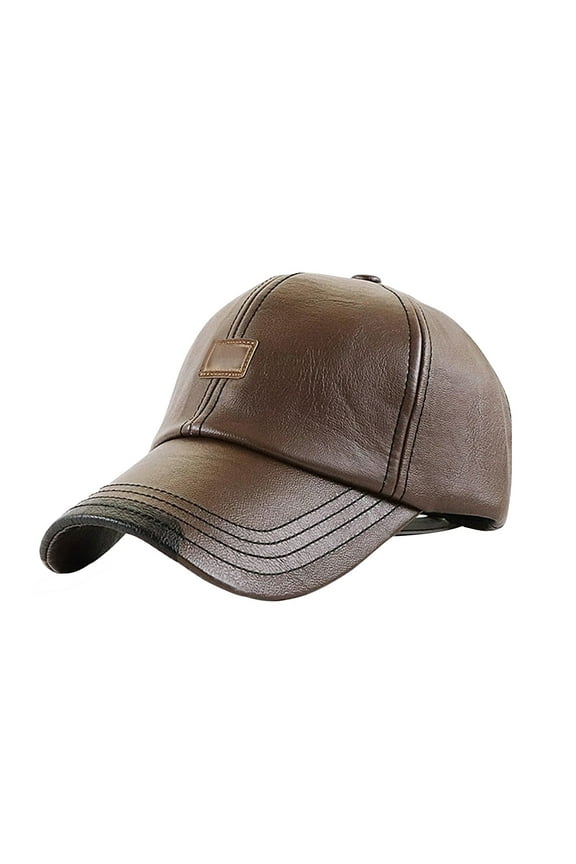 Men's Baseball Hat Leather Visor Cap European Fashion Minimalist Design Outdoor Sporty Casual Winter Autumn Style