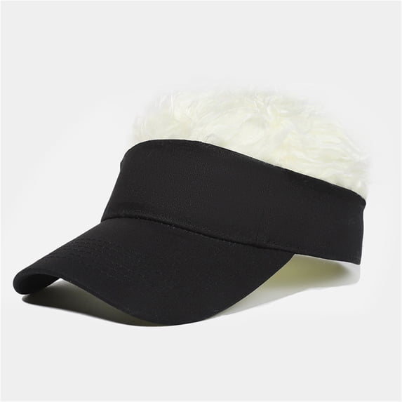 Men's Baseball Hat with Wig, Street Style Cap with Faux Hair Top on Crown, for Costume Party or Fashion Daily Wear in Summer or Spring Beige
