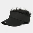 thumbnail image 1 of Men's Baseball Hat with Wig, Street Style Cap with Faux Hair Top on Crown, for Costume Party or Fashion Daily Wear in Summer or Spring Black, 1 of 4