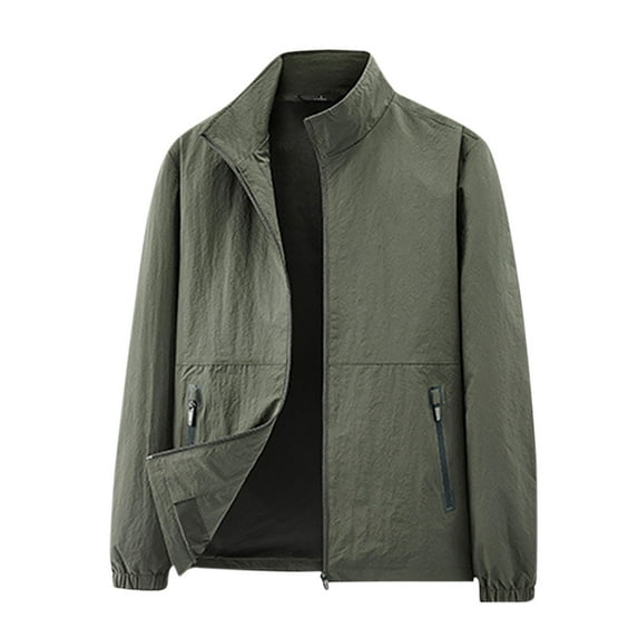 Men's Baseball Jacket Lightweight Outdoor Casual Solid Color Hoodless Hiking Jogging Sport Workwear Jackets