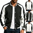 thumbnail image 1 of Men's Baseball Jackets Spring Fall Causal Slim Fit Snap Button Varsity Jacket Windbreaker Cycling Running Sport Jacket Outwear Size 3XL Black, 1 of 9