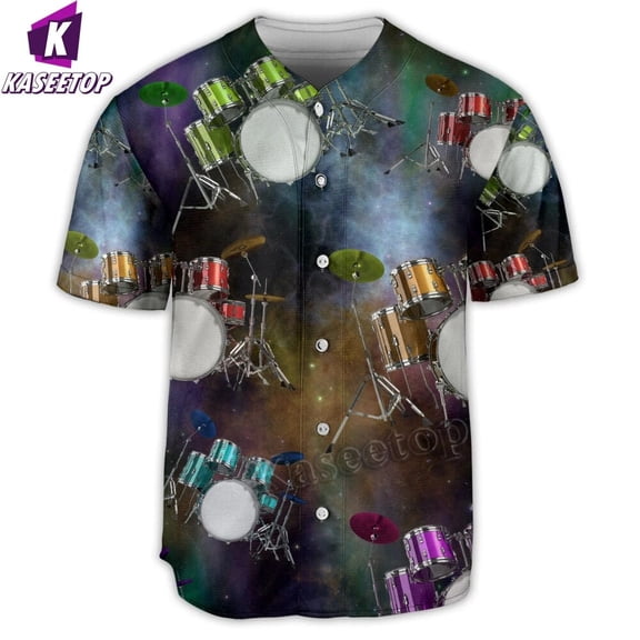 Men's Baseball Jersey Shirt Adult 3D Printing Shirt Drum Galaxy Amazing Drum Style Hip Hop