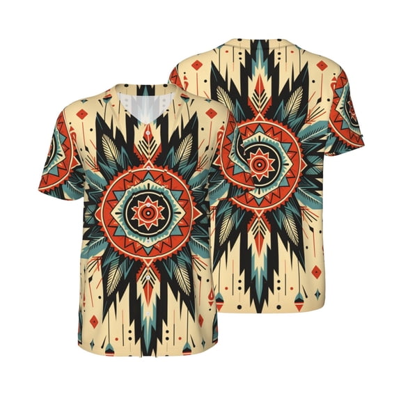 Men's Baseball Jersey Short Sleeve T Shirt 3D Summer Casual Tee Tops, Geometric Southwestern Native American