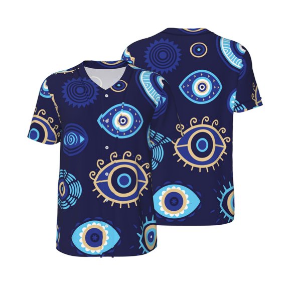 Men's Baseball Jersey Short Sleeve T Shirt 3D Summer Casual Tee Tops, Magic Evil Eyes