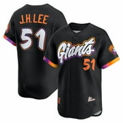 Men's Baseball Jung Hoo Lee#51 Jersey Classic Embroidered Button Breathable Top Fashion Sports Short-Sleeved T-Shirt Fan Gift