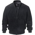 thumbnail image 1 of Men's Baseball Leather Jacket Vintage bomber Suede Jackets (L, Black), 1 of 6