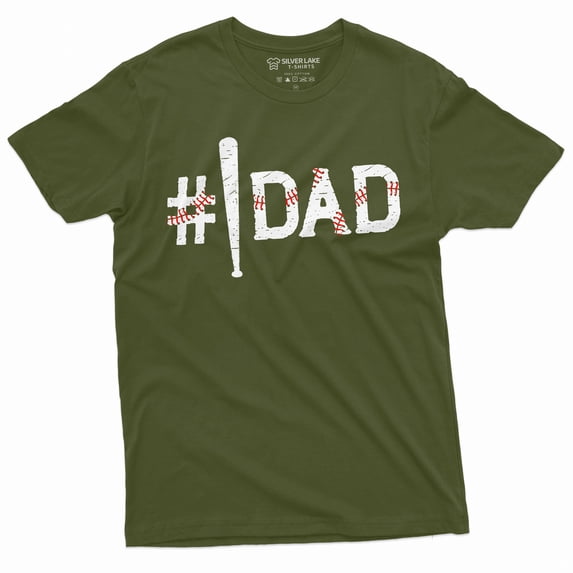 Men's Baseball Shirt Baseball Dad Shirt Father's Day Baseball Gift Tee Gift For Father Shirt For Men (X-Large Military Green)