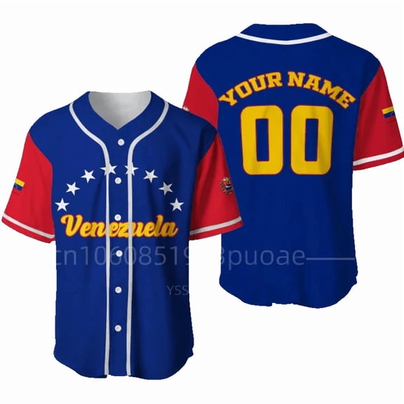 Men's Baseball Shirt Venezuela Flag Custom Your Name Baseball Jersey 3D Printed Men's Shir