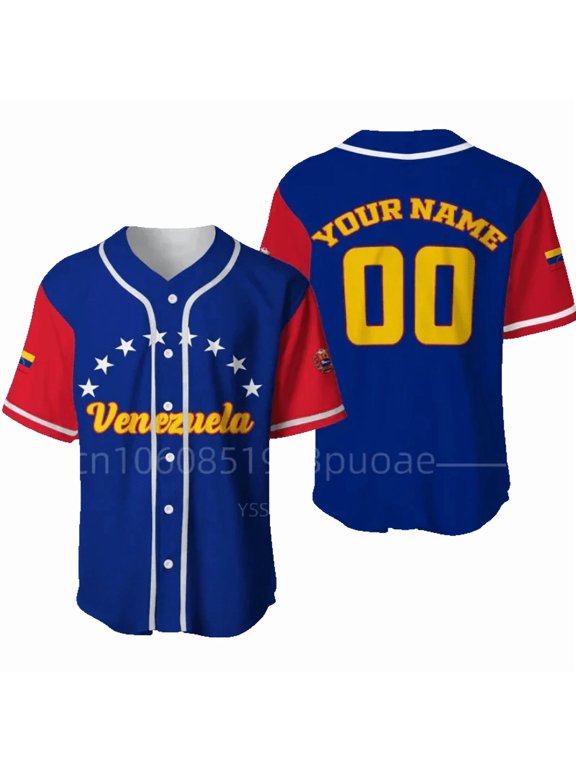 Men's Baseball Shirt Venezuela Flag Custom Your Name Baseball Jersey 3D Printed Men's Shir