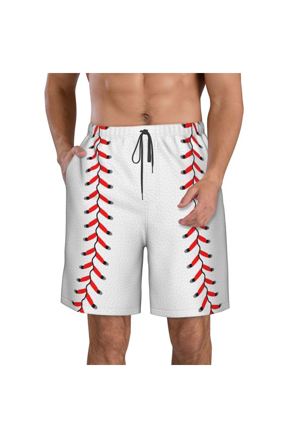 Men's Baseball Swim Trunks Quick Dry Summer Swimwear Drawstring Beach Shorts Sports Bathing Suits With Mesh Lining and Pockets Xx-Large