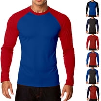 Men's Baseball T-Shirts Long Sleeve Crew Neck Casual Soft Vintage Workout Athletic Classic Fitted Tee Shirt Black L