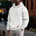 thumbnail image 1 of Men's Basic Baggy Hoodie, Long Sleeve Drawstring Hooded Sweatshirt, Fall Solid Color Casual Loose Fit Pullover with Pocket White 3XL, 1 of 6