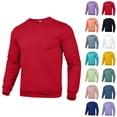 thumbnail image 1 of Men's Basic Color Round Neck Sweatshirt, Loose Fit Casual Youth Pullover Hoodie for Streetwear,Yellow,3XL, 1 of 4