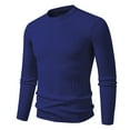 thumbnail image 1 of Men's Basic Crew Neck Sweater Solid Color Casual Long Sleeve Slim Fit Ribbed Knitted Pullover Sweater Top, 1 of 2