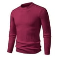 thumbnail image 1 of Men's Basic Crew Neck Sweater Solid Color Casual Long Sleeve Slim Fit Ribbed Knitted Pullover Sweater Top, 1 of 3