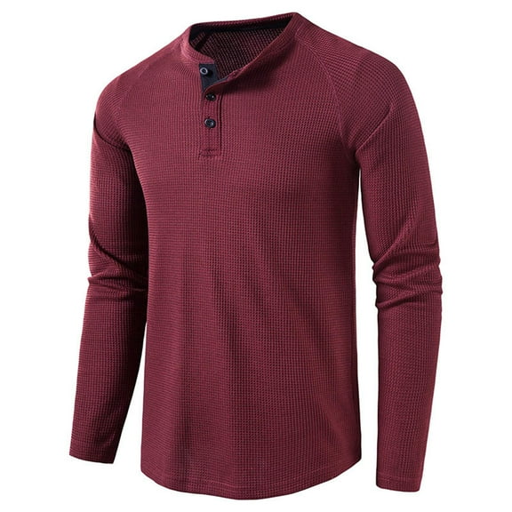 Men's Basic Henleys Shirts Comfort Cotton Casual Long Sleeve Shirts for Men Button T-Shirts Fashion Slim Fiited T-Shirt