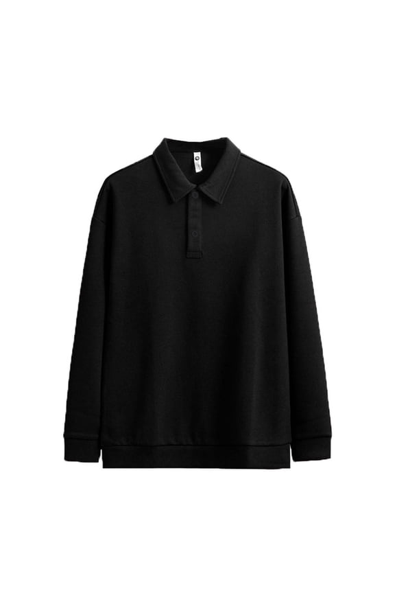 Men's Basic Lapel Collar Golf Sweatshirt Long Sleeve Pullover Casual Banded Bottom Stretch Polos Shirts