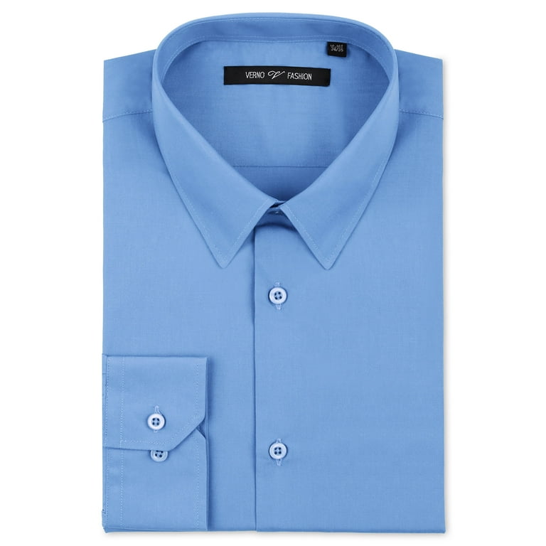 Men s Basic Long Sleeve Slim Fit Solid Dress Shirt Walmart