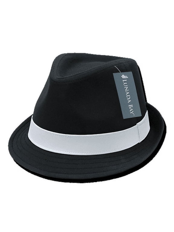 Men's Basic Poly Woven Fedora Hats Black/White
