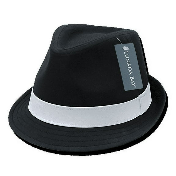 Men's Basic Poly Woven Fedora Hats Black/White